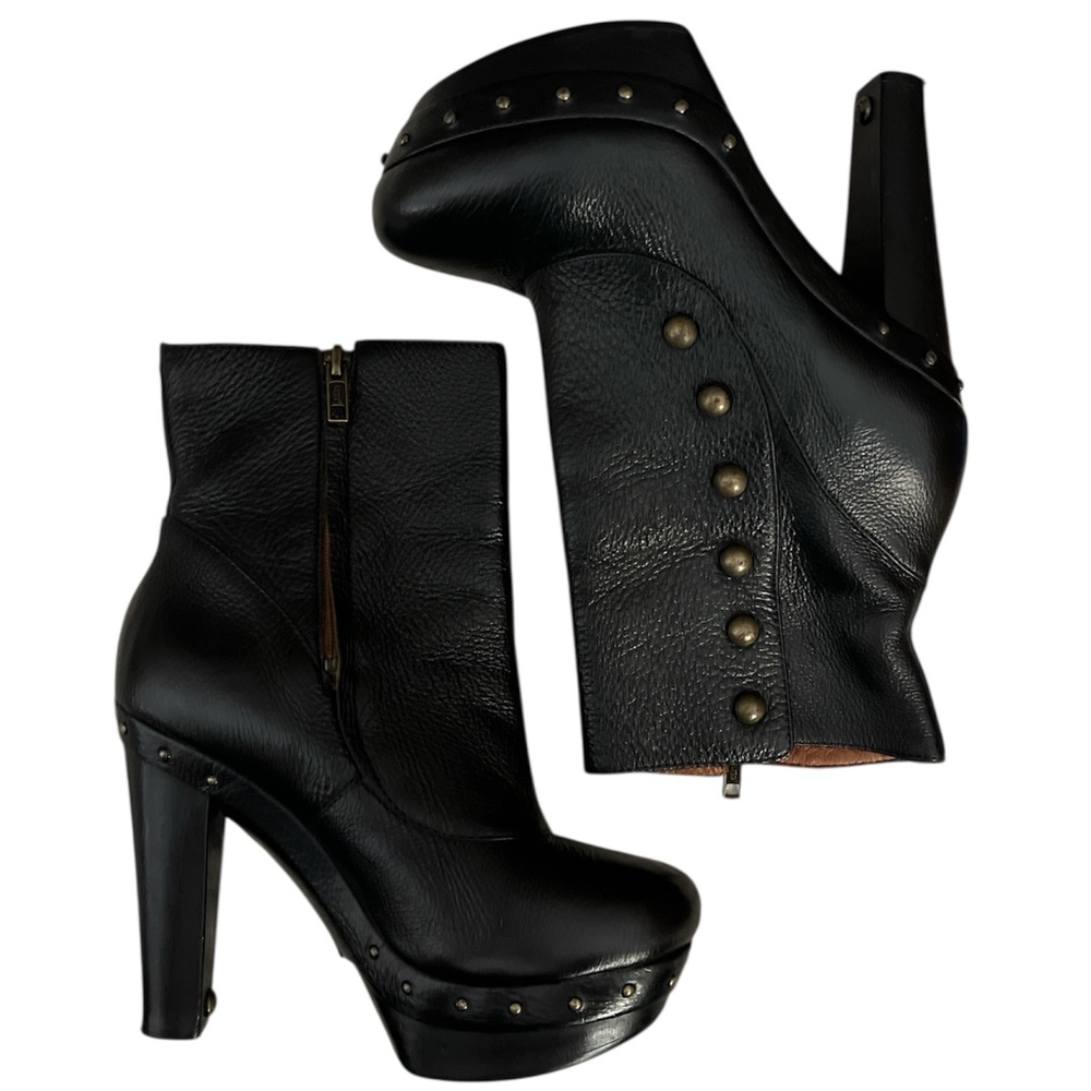 UGG Black Heeled Boots with Stud Accents